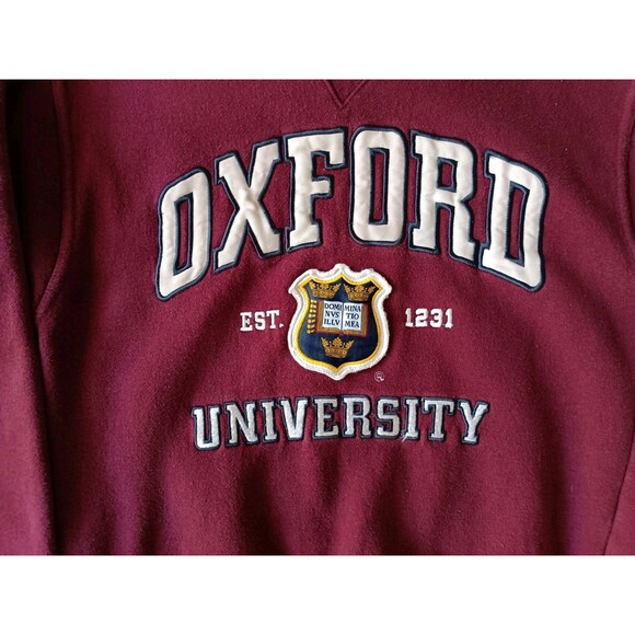 Vintage Oxford University Sweatshirt Kids Medium Burgundy Embroidered - Picture 2 of 5